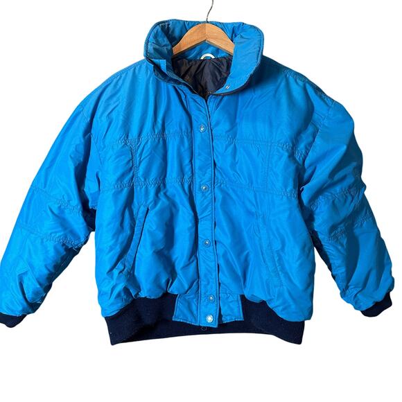 Vintage 80s 90s CB Sports Insulated Puffer Jacket Coat Blue Ski Winter M L - Picture 1 of 15